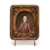 ANTIQUE ROCOCO OVAL PORTRAIT O
