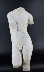 ANTIQUE ROMAN MARBLE TORSO ON