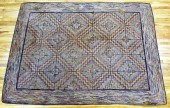 ANTIQUE ROOM SIZE HOOKED RUG.