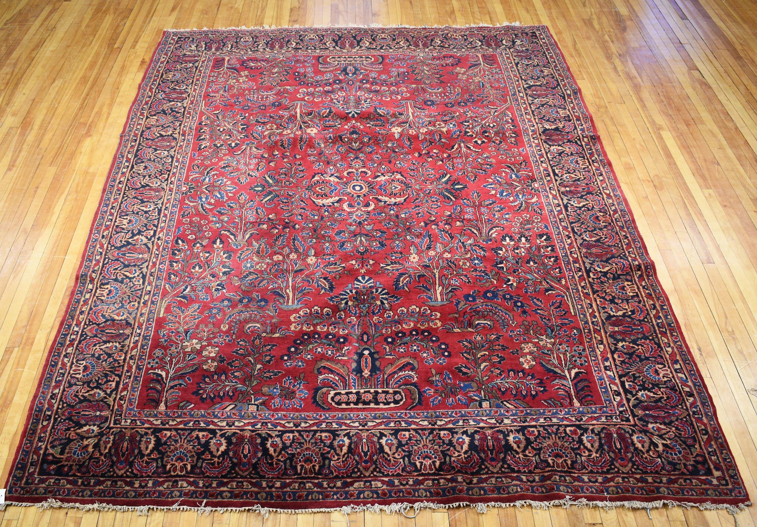 ANTIQUE ROOM SIZE SAROUK RUG,