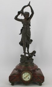 ANTIQUE ROUGE MARBLE CLOCK WIT