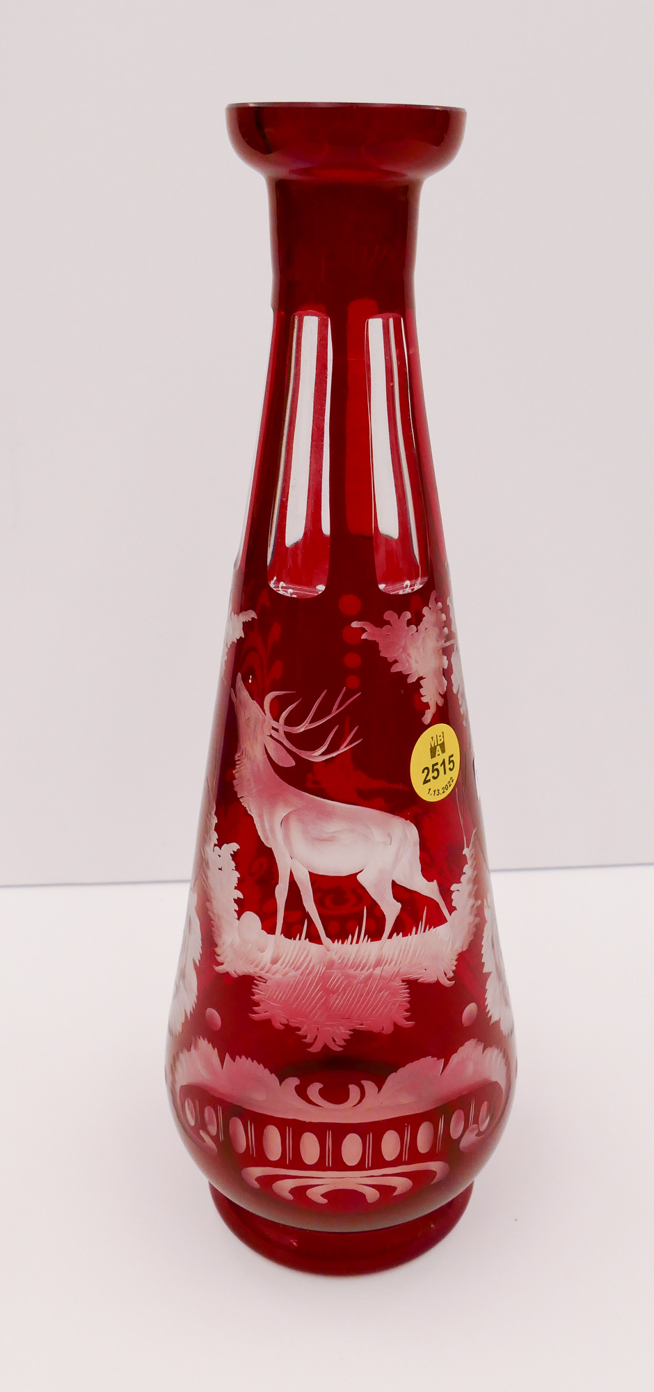 Antique Ruby Flash Etched Glass