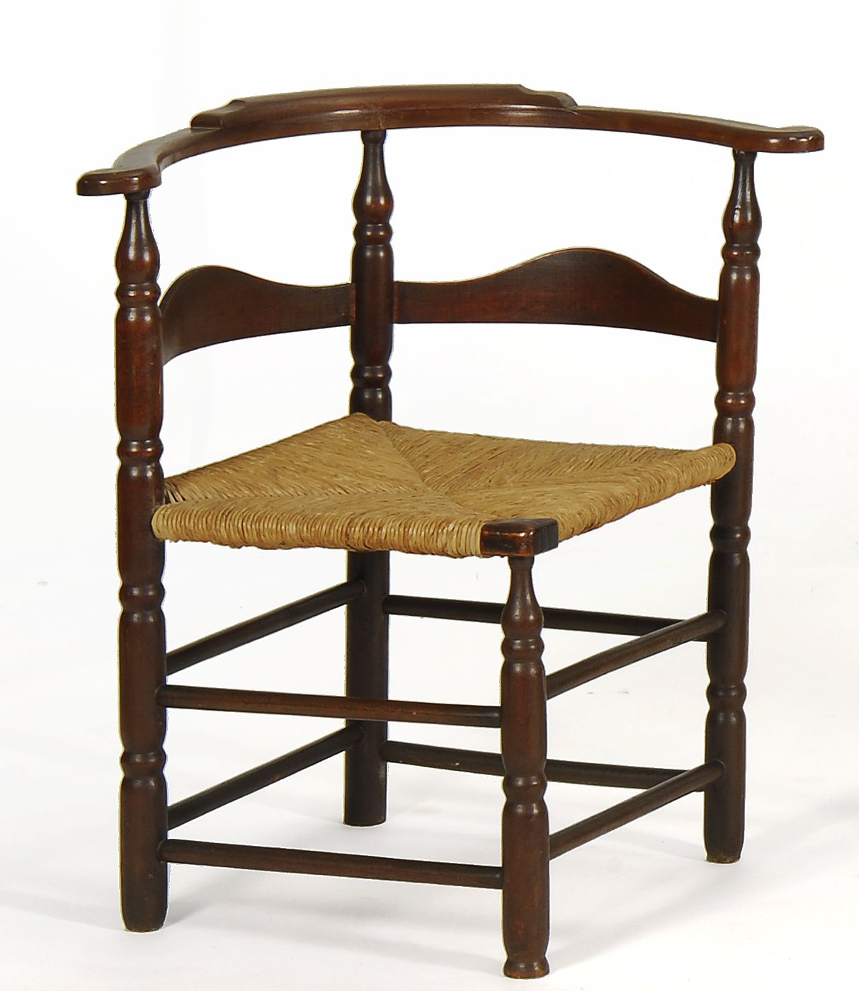 ANTIQUE RUSH-SEAT CORNER