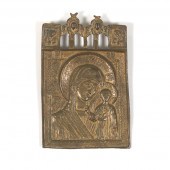 ANTIQUE RUSSIAN BRONZE ICON "M