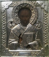 ANTIQUE RUSSIAN SILVER 84 ICON