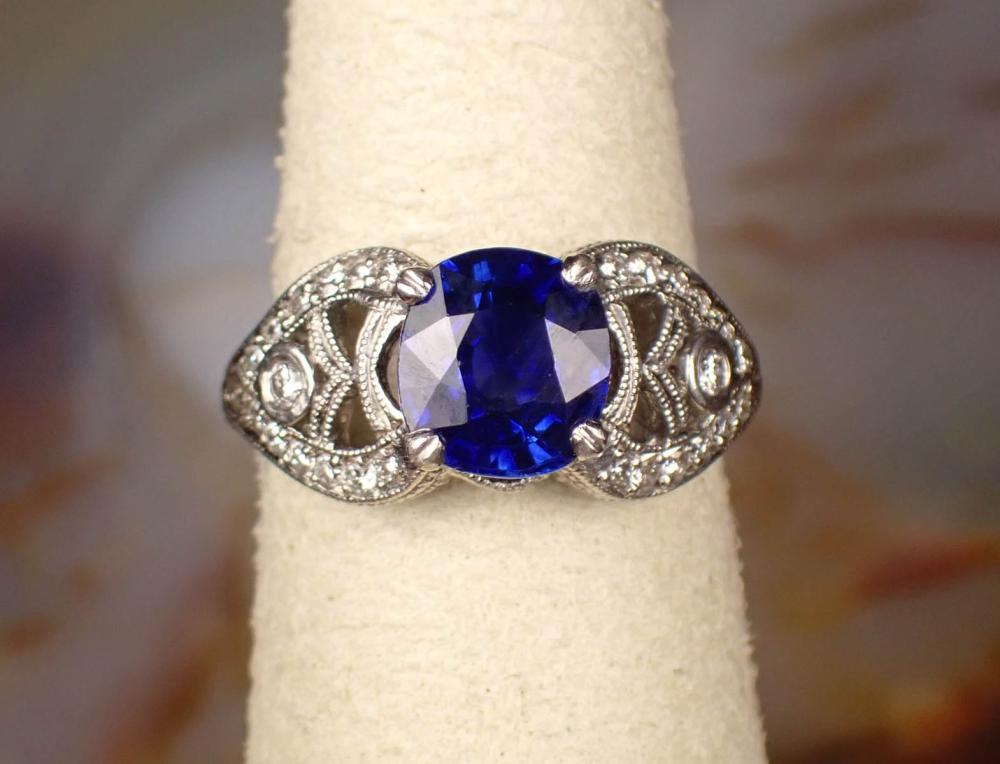 ANTIQUE SAPPHIRE, DIAMOND AND