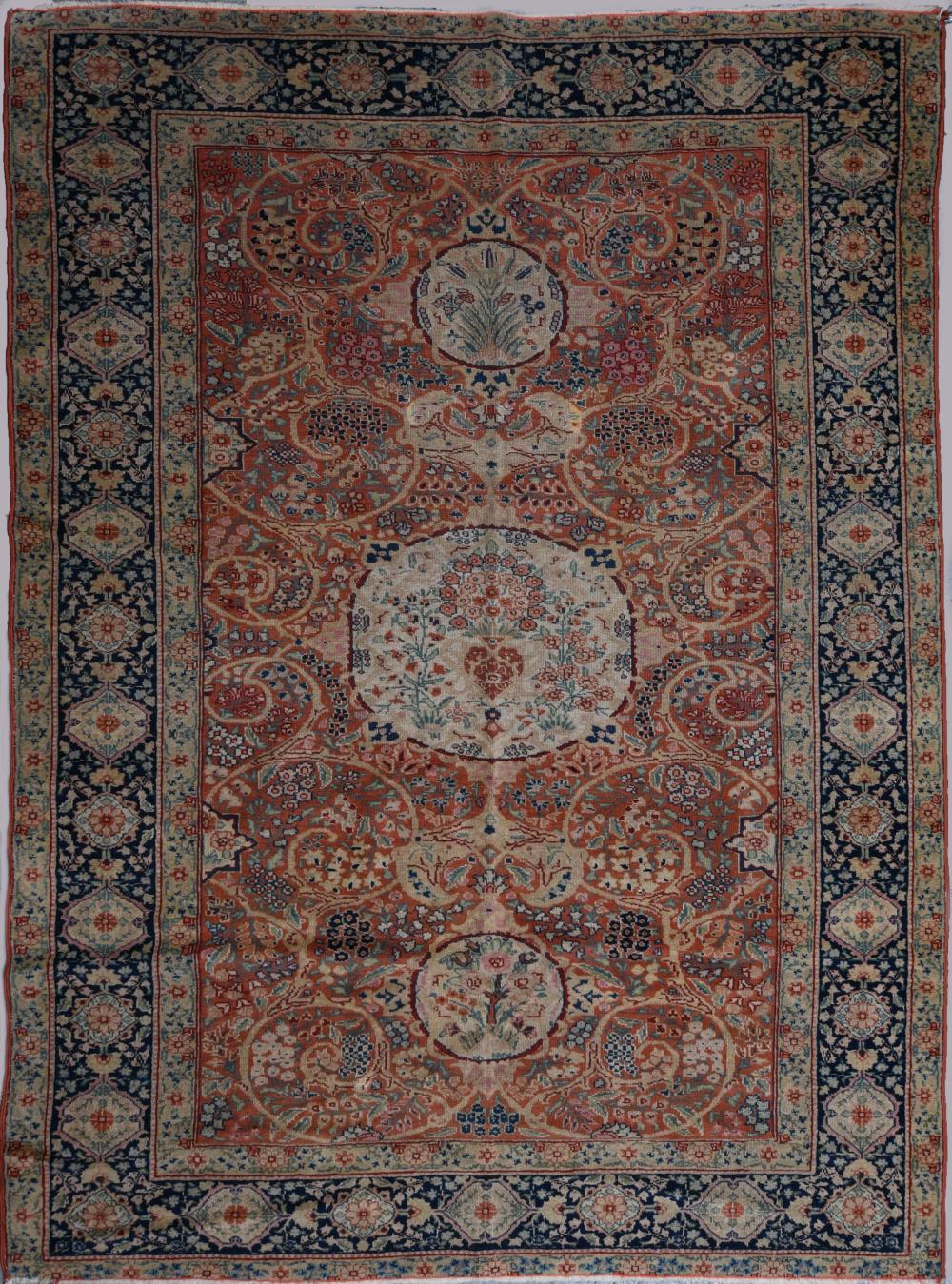 ANTIQUE SAROUK HAND KNOTTED WOOL