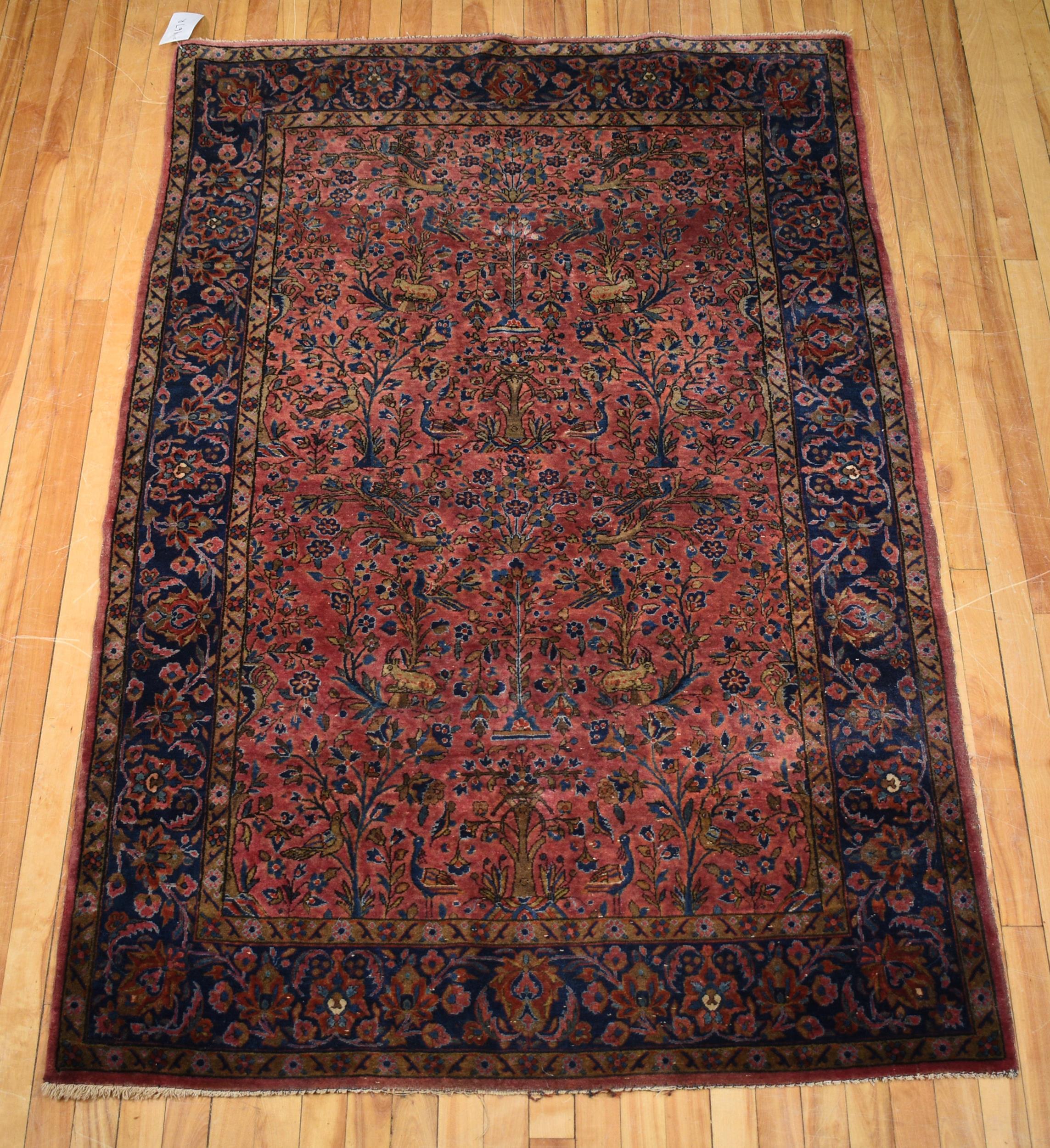 ANTIQUE SAROUK SCATTER RUG, 4'2"
