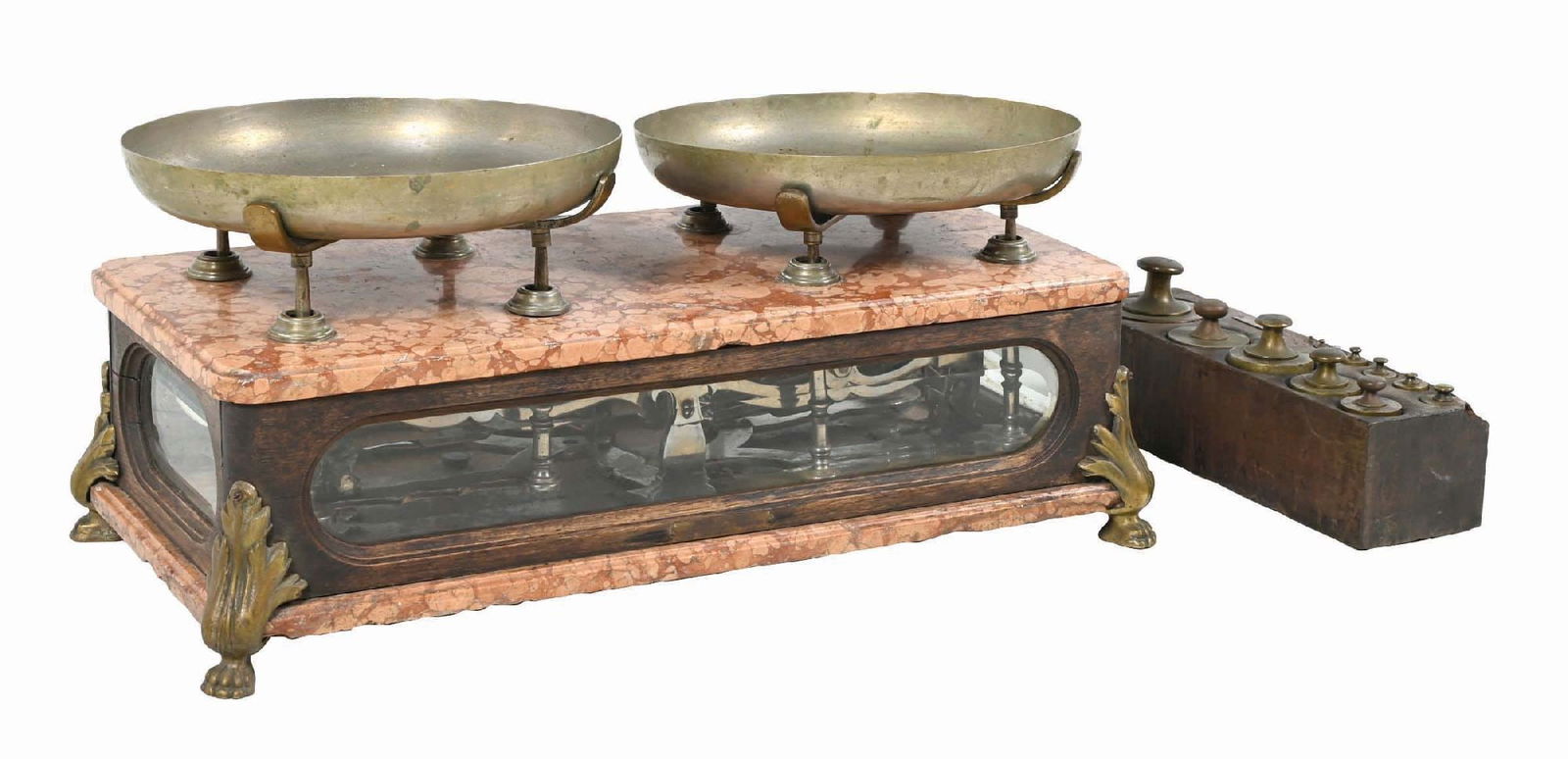 ANTIQUE SCALE WITH MARBLE BASE &