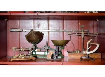 Antique scales including: two