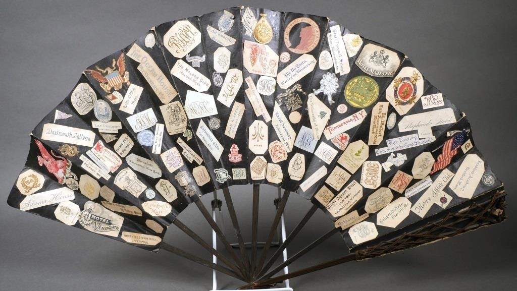 ANTIQUE SCRAPBOOK FAN, PHOTOS & CUT
