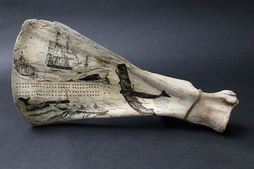 ANTIQUE SCRIMSHAW BONE CRIBBAGE