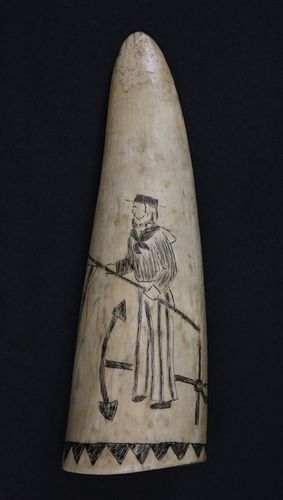 ANTIQUE SCRIMSHAW WALRUS TIP,