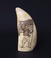 ANTIQUE SCRIMSHAW WHALE TOOTH