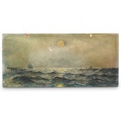 ANTIQUE SEASCAPE ON BOARDDESCR
