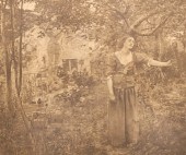 Antique sepia lithograph on pa