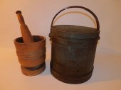 ANTIQUE SHAKER FIRKIN & MORTAR