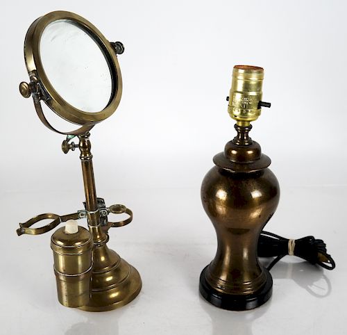 ANTIQUE SHAVING STAND AND A LAMPTwo