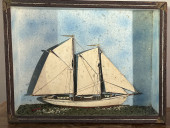 ANTIQUE SHIP DIORAMA<br>A 19th