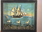ANTIQUE SHIP DIORAMA<br>A 19th