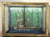 ANTIQUE SHIP MODEL IN CASE, DI
