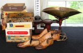 ANTIQUE SHOE LASTS, CIGAR BOXE