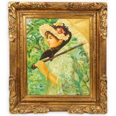ANTIQUE SIGNED OIL ON CANVAS P