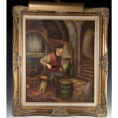 ANTIQUE SIGNED OIL ON CANVAS P