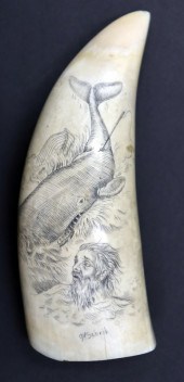 ANTIQUE SIGNED SPERM WHALE TOO