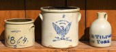 ANTIQUE SIGNED STONEWARE, 3 PC
