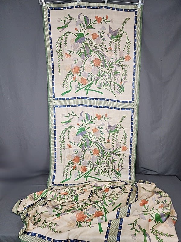 Antique silk scarf yardage with 5
