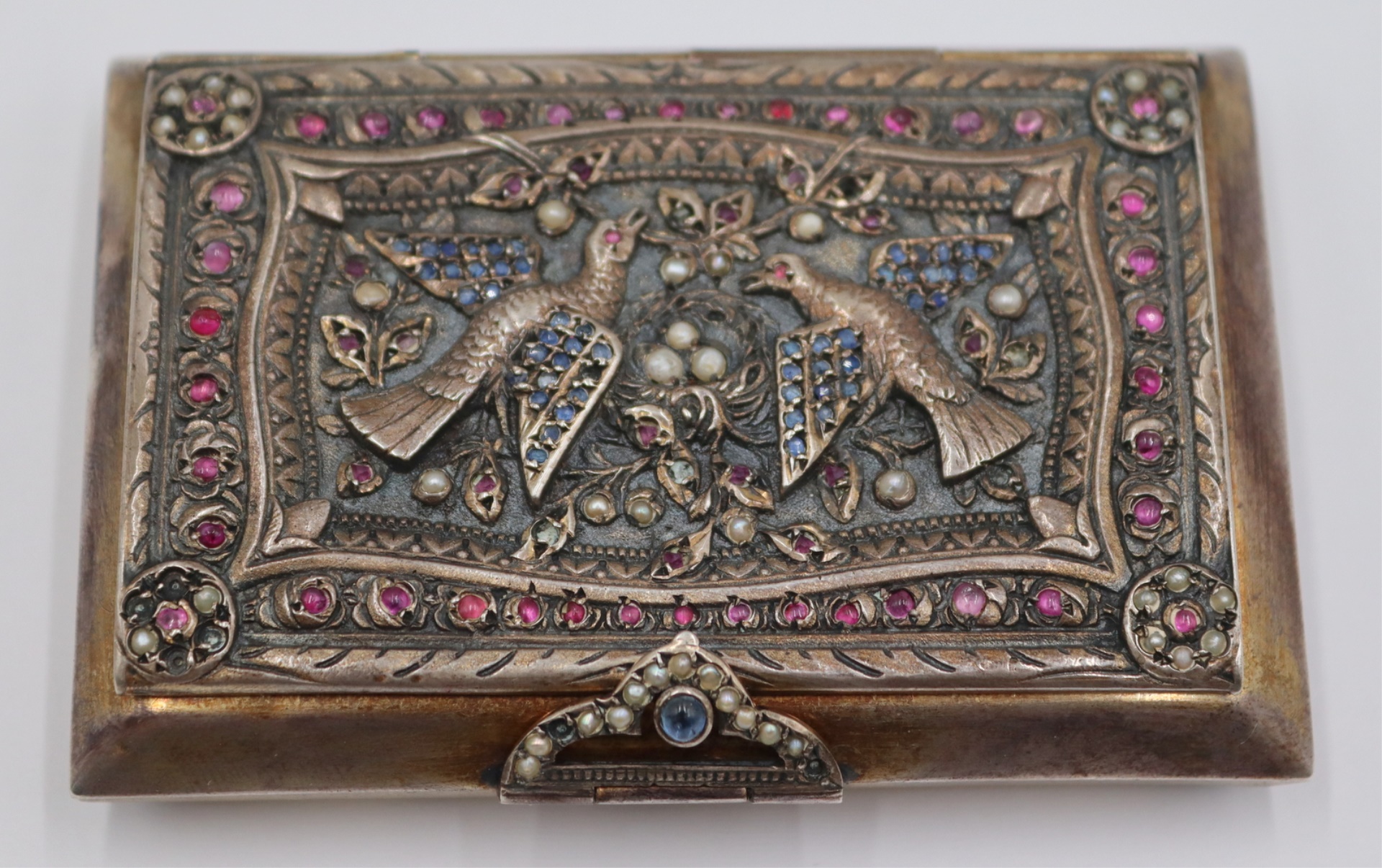 ANTIQUE SILVER? CASE WITH BIRDS,