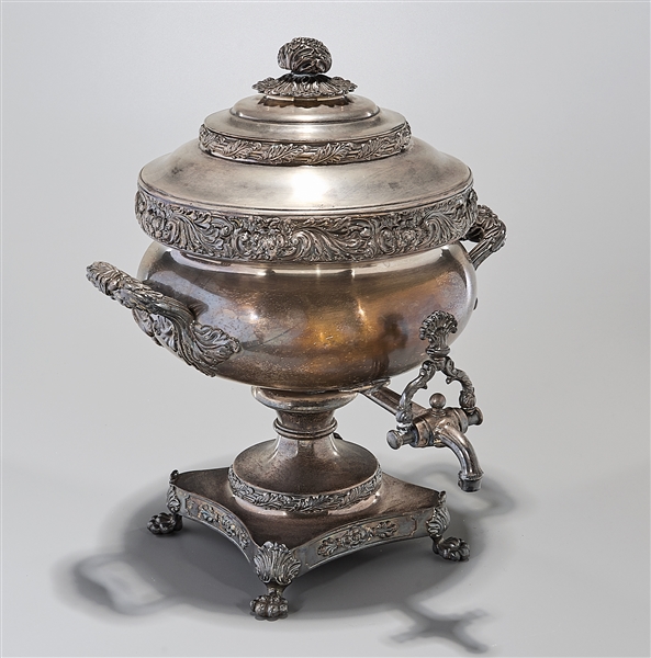 Antique silver plate samovar; 17" x