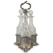 ANTIQUE SILVER PLATED AND CRYS