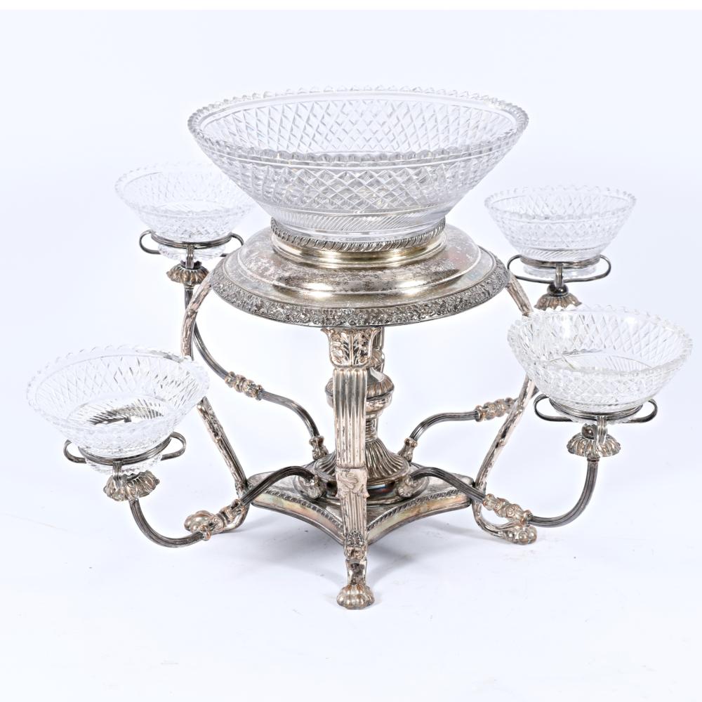 ANTIQUE SILVER PLATED EPERGNE