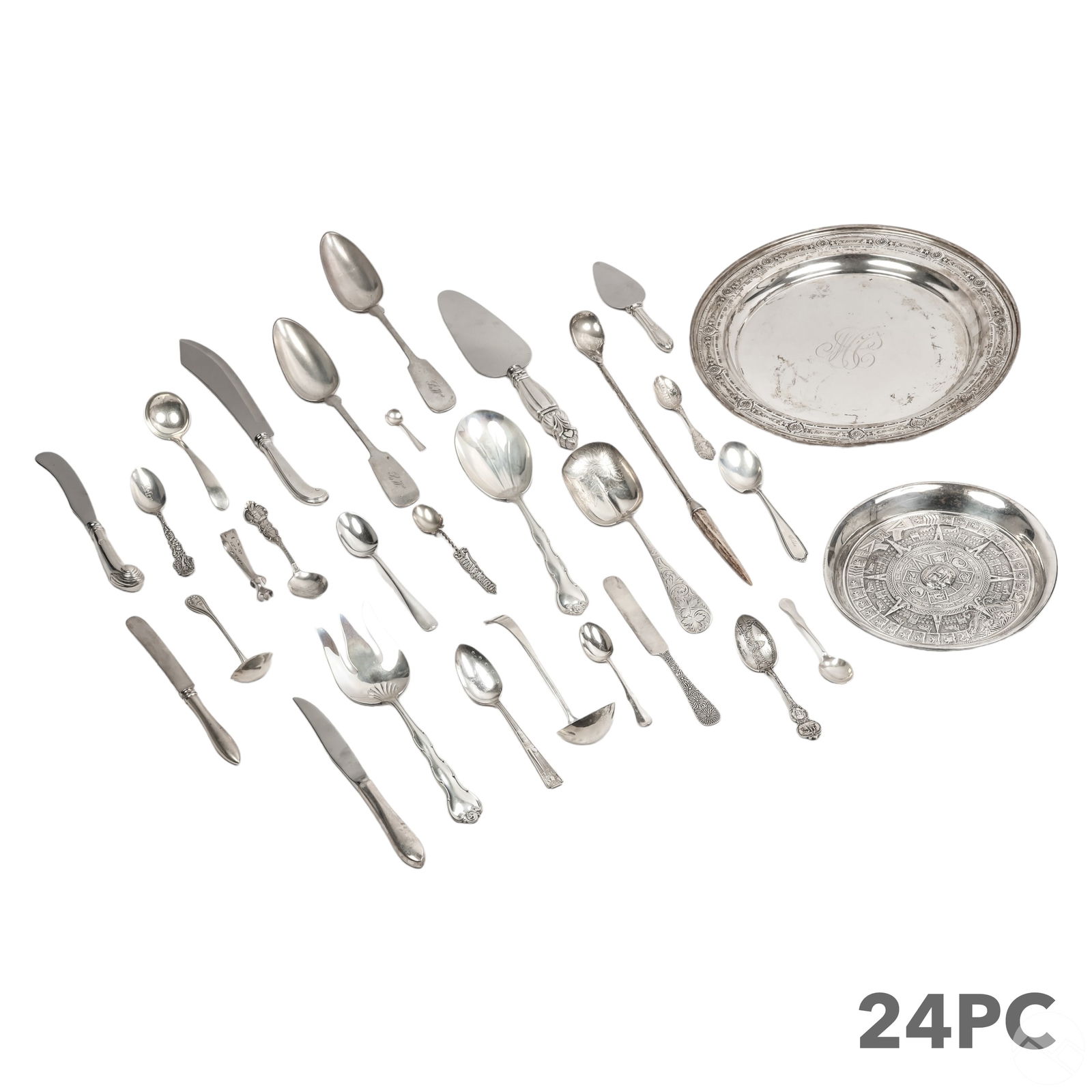 ANTIQUE SILVER SPOON KNIFE & TRAY