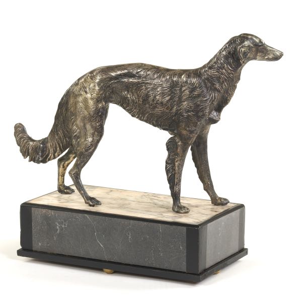ANTIQUE SILVERED METAL SCULPTURE OF