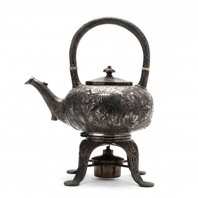 ANTIQUE SILVERPLATE SPIRIT KETTLE