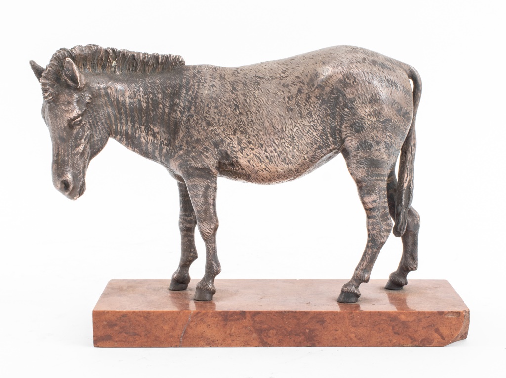 ANTIQUE SILVERPLATE ZEBRA SCULPTURE