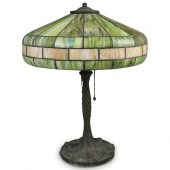 ANTIQUE SLAG GLASS TABLE LAMPD
