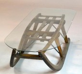Antique Sled Glass-Top Coffee