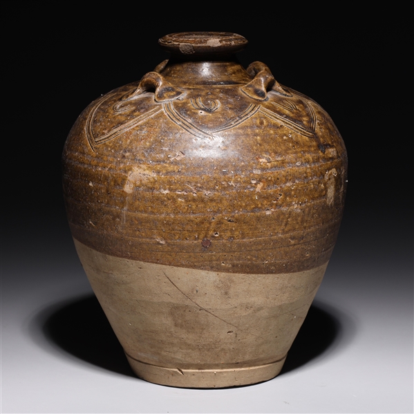 Antique Spanish glazed ceramic vase