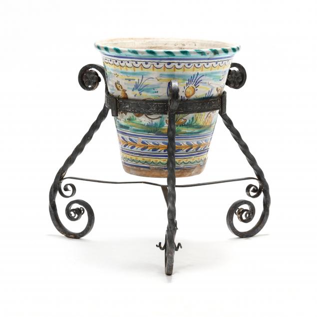 ANTIQUE SPANISH MAJOLICA PLANTER