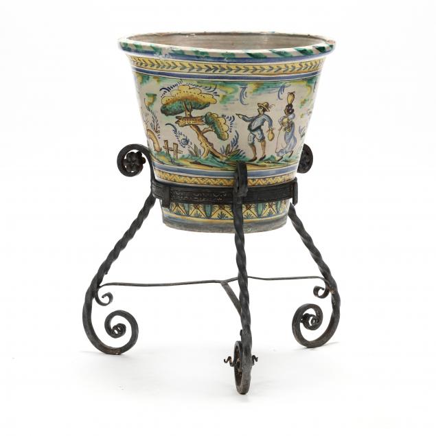 ANTIQUE SPANISH MAJOLICA PLANTER