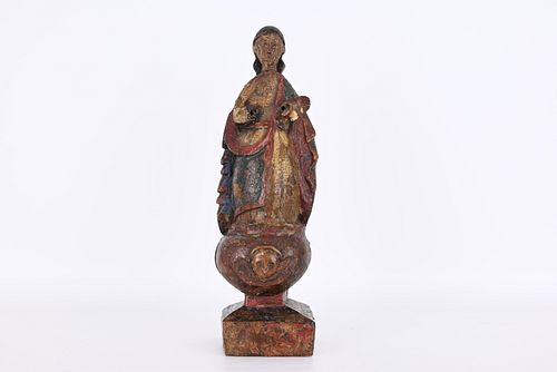 ANTIQUE SPANISH SCHOOL CARVED