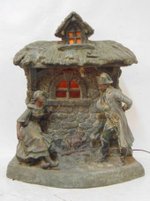 ANTIQUE SPELTER FIGURAL COTTAG