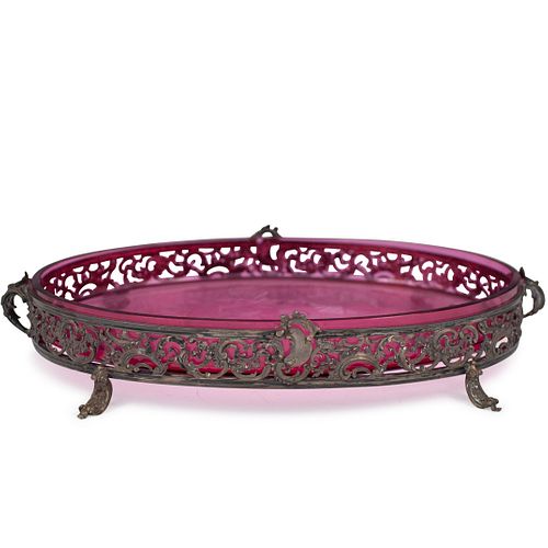 ANTIQUE STERLING AND CRANBERRY