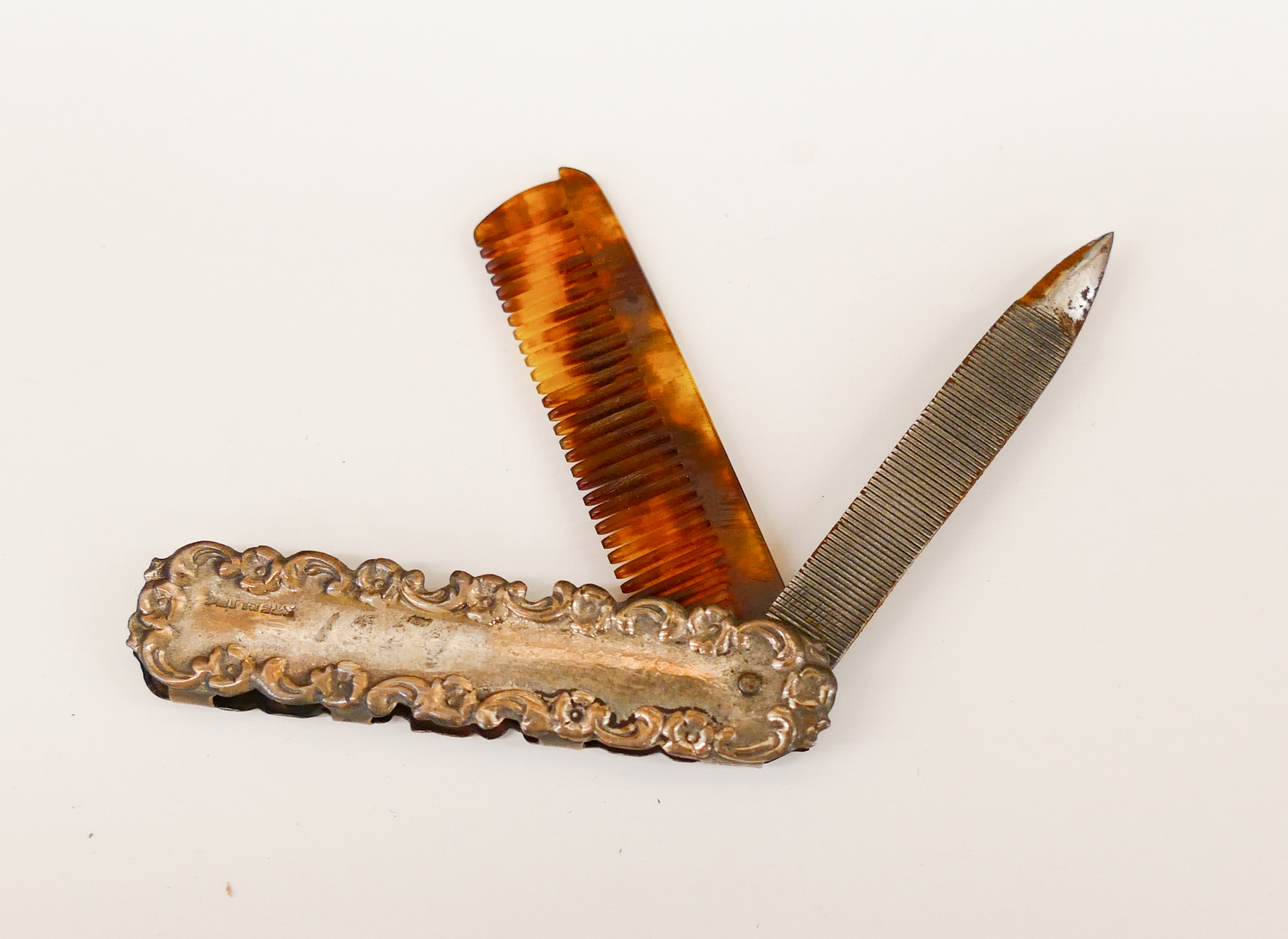 Antique Sterling Moustache Comb &