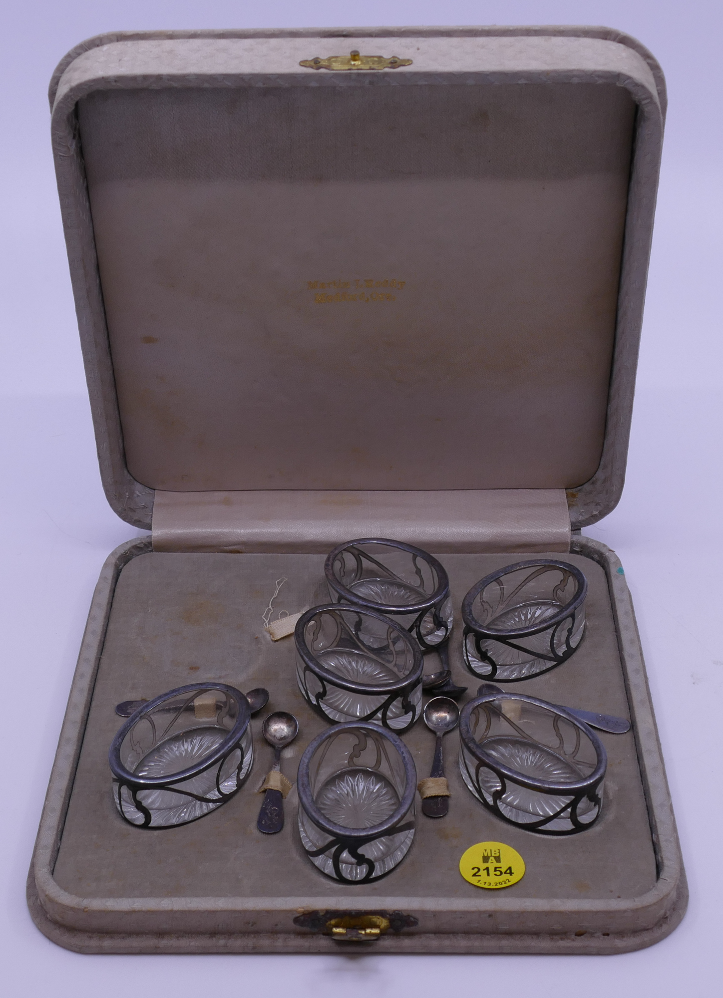 Antique Sterling Overlay Salt Set