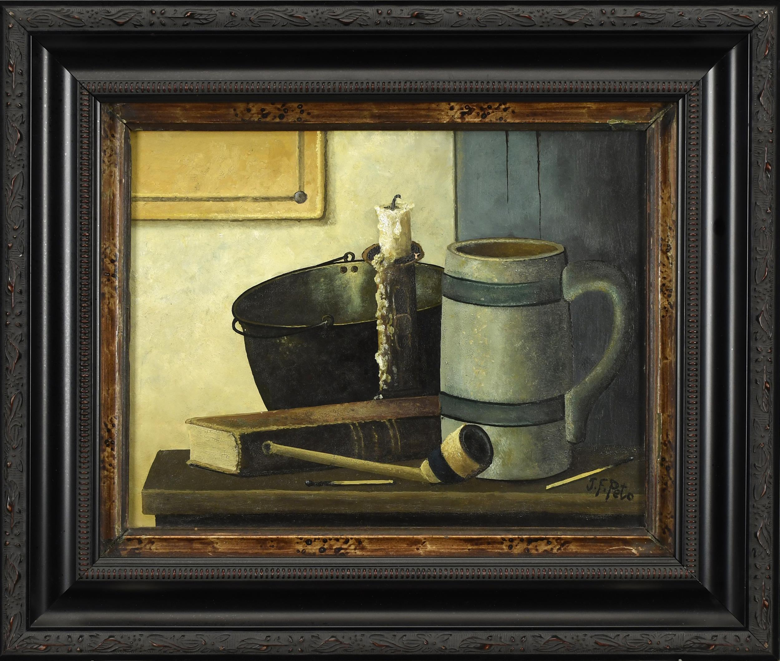 ANTIQUE STILL LIFE OIL, SIGNED J.